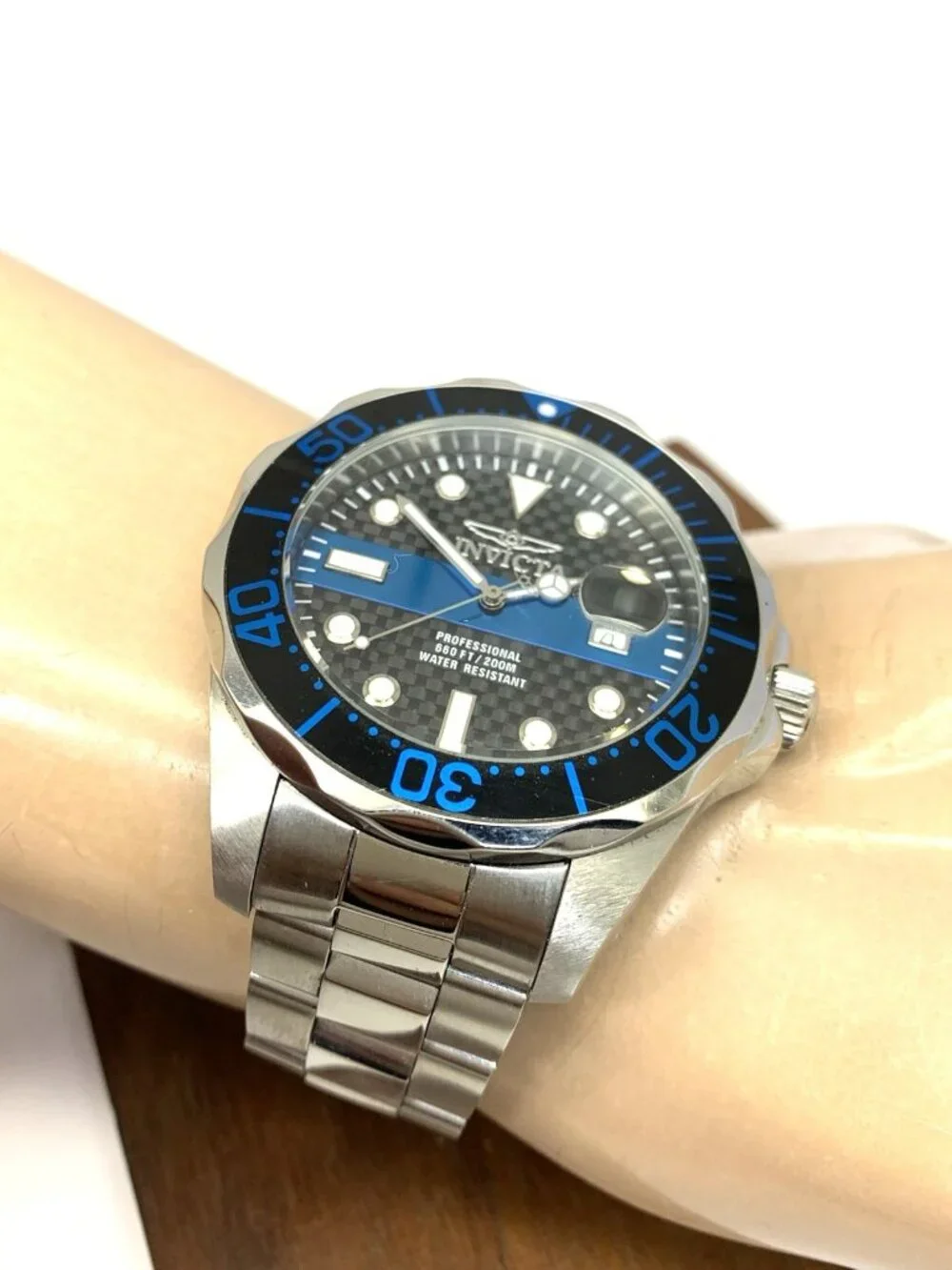 Invicta Mens Watch 14702 Pro Diver Quartz Black Dial Silver Stainless Steel 47mm